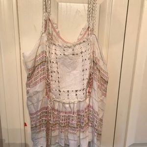 adorable cream colorful sleeveless top